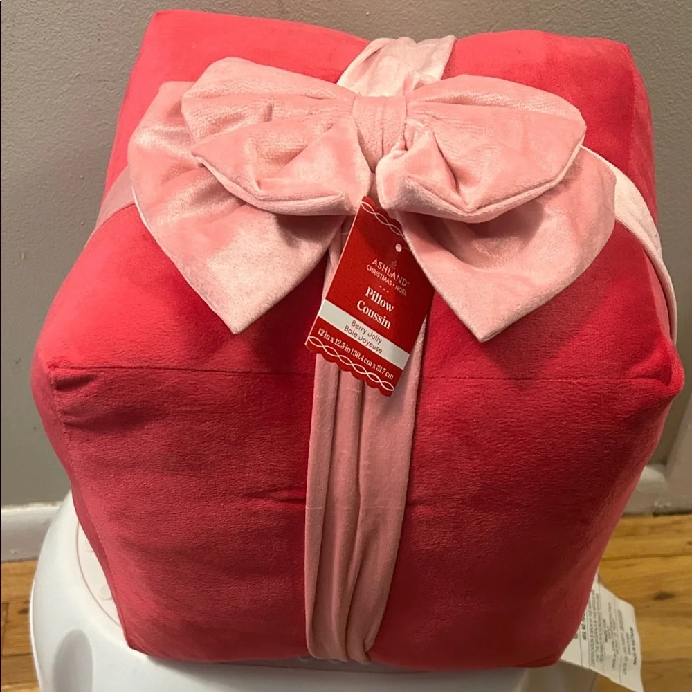 ASHLAND PINK GIFT BOX PILLOW WITH BOW 12